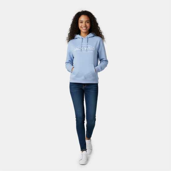 Jack Wills Hunston Graphic Logo Hoodie Меко синьо Jack Wills Hunston Graphic Logo Hoodie Меко синьо