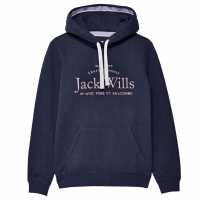 Jack Wills Hunston Graphic Logo Hoodie Navy Дамски суичъри и блузи с качулки