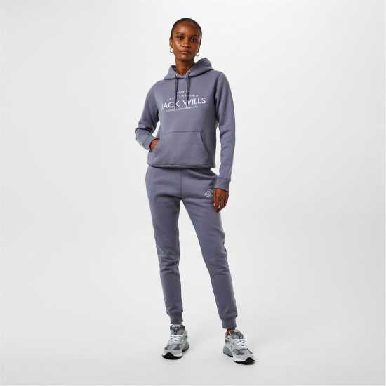 Jack Wills Hunston Graphic Logo Hoodie Dusky Blue2 