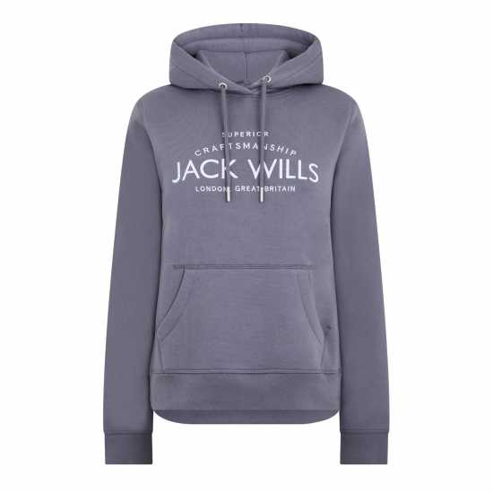 Jack Wills Hunston Graphic Logo Hoodie Dusky Blue2 