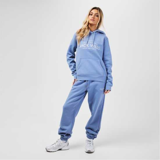 Jack Wills Hunston Graphic Logo Hoodie Синьо лилаво 