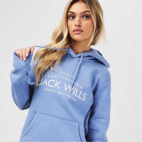 Jack Wills Hunston Graphic Logo Hoodie Синьо лилаво 