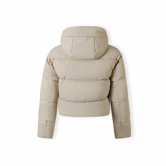 Women Short Quilted Water Repellent Jacket With Hood Grey  