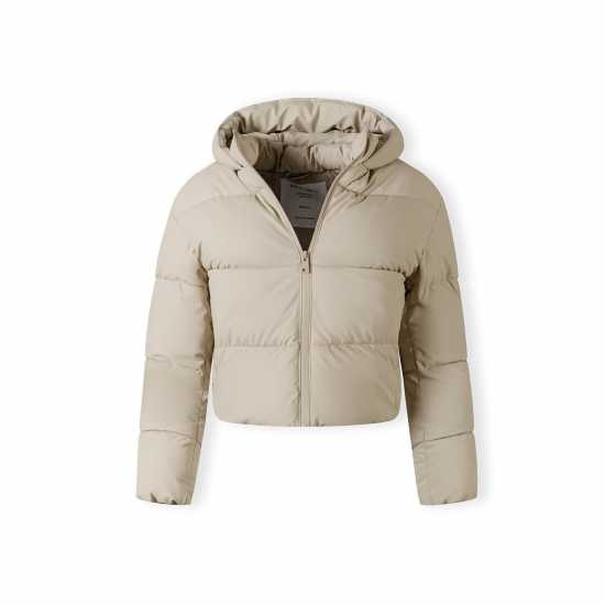 Women Short Quilted Water Repellent Jacket With Hood Grey  