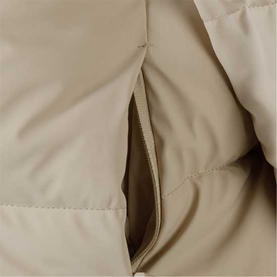 Women Short Quilted Water Repellent Jacket With Hood Grey  