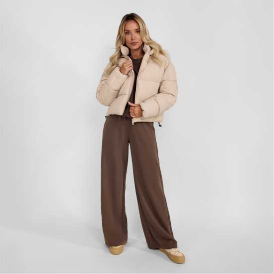 Women Short Quilted Water Repellent Jacket With Hood Grey  