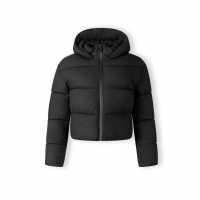 Ватирано Яке Women Short Water Repellent Quilted Jacket With Hood And High Collar Black Ватирано Яке Women Short Water Repellent Quilted Jacket With Hood And High Collar Black