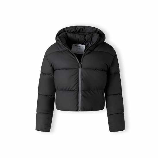 Ватирано Яке Women Short Water Repellent Quilted Jacket With Hood And High Collar Black Ватирано Яке Women Short Water Repellent Quilted Jacket With Hood And High Collar Black
