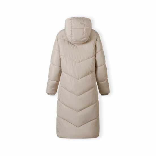 Minoti Women Long Quilted Winter Jacket With Contrast Zip And Drawstring Hood Grey  