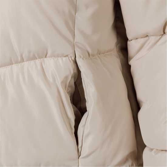 Minoti Women Long Quilted Winter Jacket With Contrast Zip And Drawstring Hood Grey  