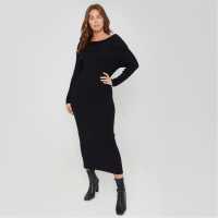 Дамска Рокля Be You You Bardot Dress Ld44 ЧЕРЕН Дамски пуловери и жилетки