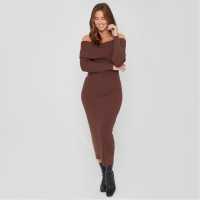 Дамска Рокля Be You You Bardot Dress Ld44 КАФЯВО Дамски пуловери и жилетки
