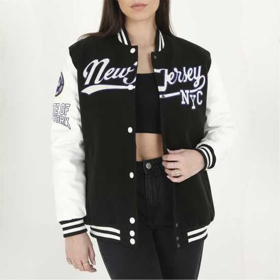 Brave Soul Университетско Яке Bs Womens Oversized Varsity Jacket With Arm Badge Details  