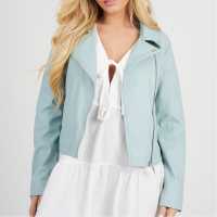 Brave Soul Мотоциклетно Яке Bs Womens Faux Leather Sage Green Biker Jacket Brave Soul Мотоциклетно Яке Bs Womens Faux Leather Sage Green Biker Jacket