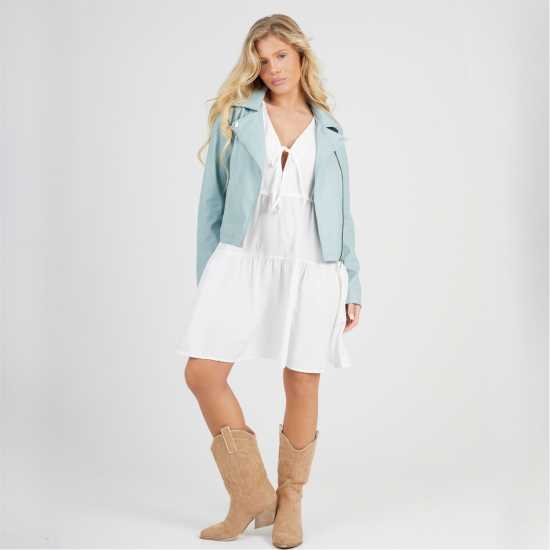 Brave Soul Мотоциклетно Яке Bs Womens Faux Leather Sage Green Biker Jacket Brave Soul Мотоциклетно Яке Bs Womens Faux Leather Sage Green Biker Jacket