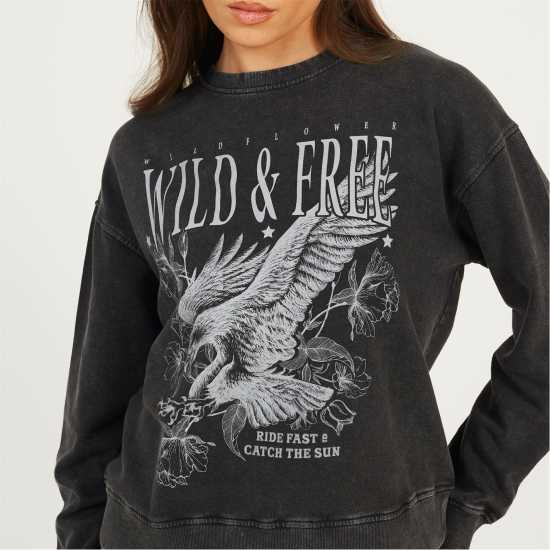 Brave Soul Womens Crew Neck Graphic Sweatshirt Brave Soul Womens Crew Neck Graphic Sweatshirt