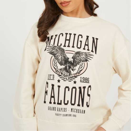 Brave Soul Womens Crew Neck Graphic Sweatshirt  