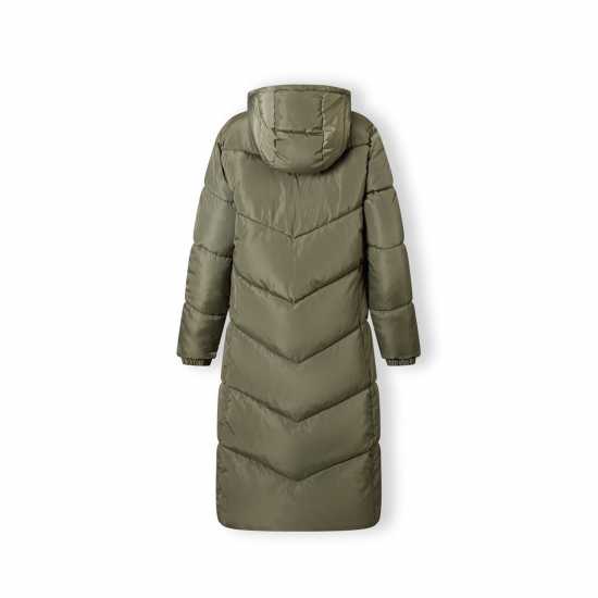 Minoti Women Long Quilted Winter Jacket With Contrast Zip Khaki  