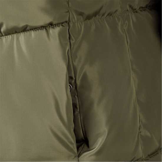 Minoti Women Long Quilted Winter Jacket With Contrast Zip Khaki  