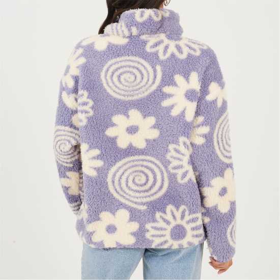 Brave Soul Womens Flower Print High Neck Fleece Sweatshirt Brave Soul Womens Flower Print High Neck Fleece Sweatshirt