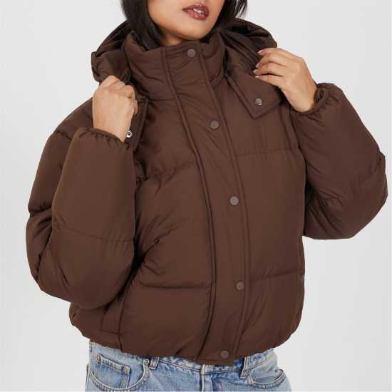 Brave Soul Oversized Short Puffer Jacket With Hood Brave Soul Oversized Short Puffer Jacket With Hood