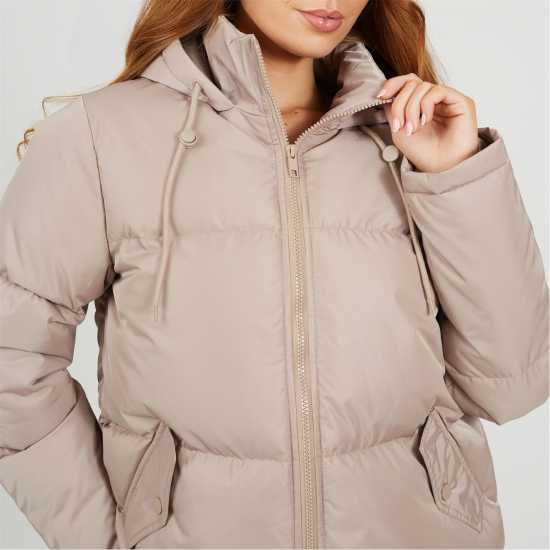 Brave Soul Padded Short Puffer Jacket With Drawcord Hem Brave Soul Padded Short Puffer Jacket With Drawcord Hem