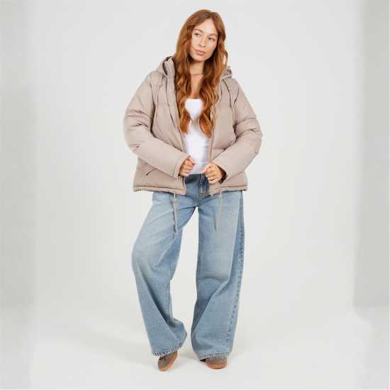 Brave Soul Padded Short Puffer Jacket With Drawcord Hem Brave Soul Padded Short Puffer Jacket With Drawcord Hem