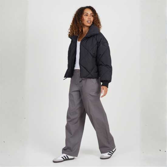 Brave Soul Ватирано Яке Diamond Quilted Short Padded Jacket With Funnel Neck Brave Soul Ватирано Яке Diamond Quilted Short Padded Jacket With Funnel Neck