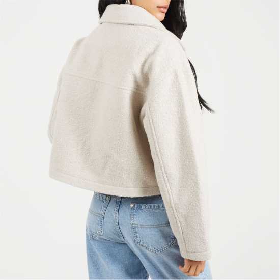 Brave Soul Womens Boucle Faux Wool Short Jacket  