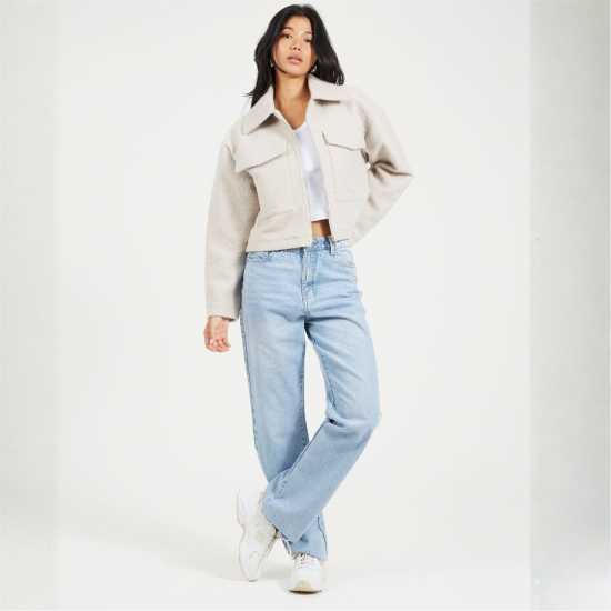 Brave Soul Womens Boucle Faux Wool Short Jacket  