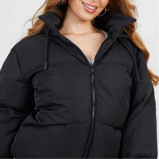 Brave Soul Womens Oversized Hooded Puffer Jacket With Pockets Black/Black Brave Soul Womens Oversized Hooded Puffer Jacket With Pockets Black/Black