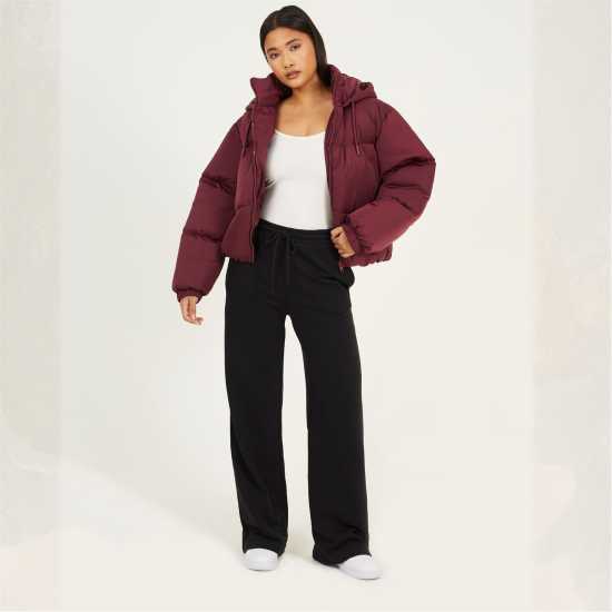 Brave Soul Womens Oversized Hooded Puffer Jacket With Pockets Burgundy Brave Soul Womens Oversized Hooded Puffer Jacket With Pockets Burgundy