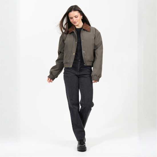 Brave Soul Пилотско Яке Womens Twill Moss Bonded Bomber Jacket Brave Soul Пилотско Яке Womens Twill Moss Bonded Bomber Jacket