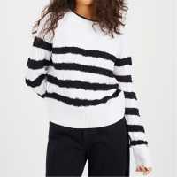 Brave Soul Блуза С Обло Деколте Cable Knit Crew Neck Jumper With Stripes  