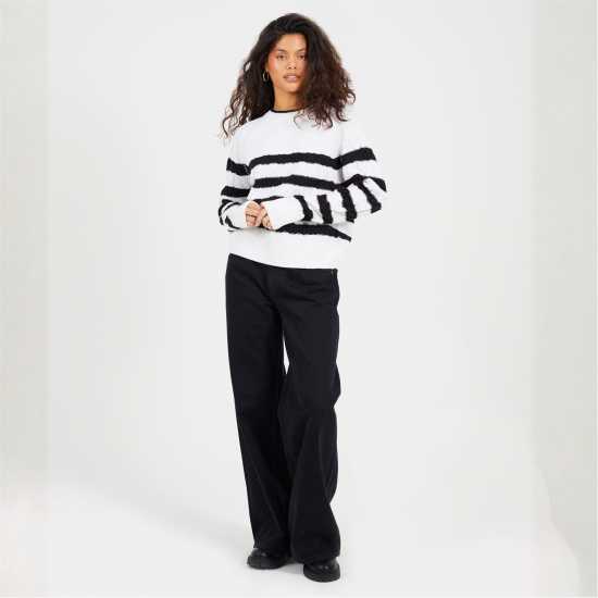 Brave Soul Блуза С Обло Деколте Cable Knit Crew Neck Jumper With Stripes  
