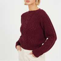 Brave Soul Плетен Пуловер Womens Classic Crew Neck Cable Knit Jumper  
