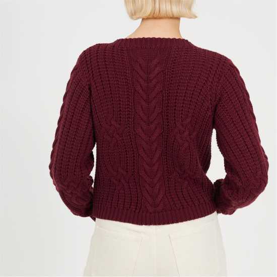 Brave Soul Плетен Пуловер Womens Classic Crew Neck Cable Knit Jumper  