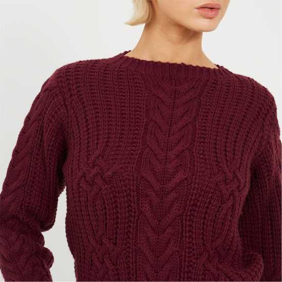 Brave Soul Плетен Пуловер Womens Classic Crew Neck Cable Knit Jumper  