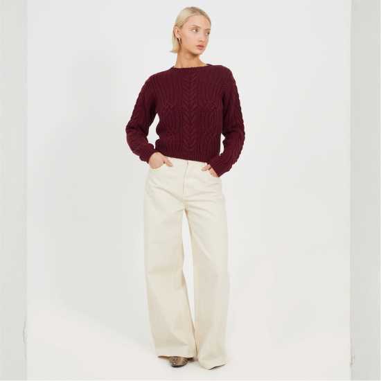 Brave Soul Плетен Пуловер Womens Classic Crew Neck Cable Knit Jumper  