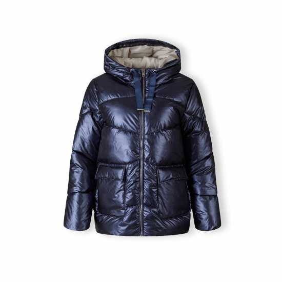 Яке С Качулка Women Quilted Short Hooded Jacket With Zip And Pockets Navy  
