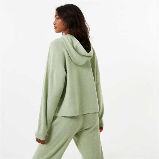 Jack Wills Lounge Knitted Hoodie Лорел зелено Дамски суичъри и блузи с качулки
