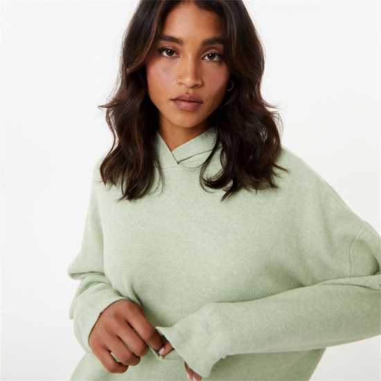 Jack Wills Lounge Knitted Hoodie Laurel Green Дамски суичъри и блузи с качулки