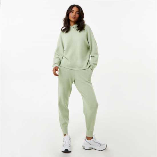 Jack Wills Lounge Knitted Hoodie Laurel Green Дамски суичъри и блузи с качулки