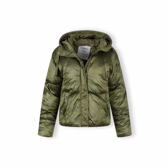 Women Jacket Padded Hooded Olive  