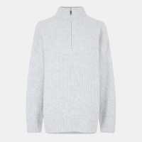 Jack Wills Lounge High Neck Zip Knitted Jumper Сив марл 