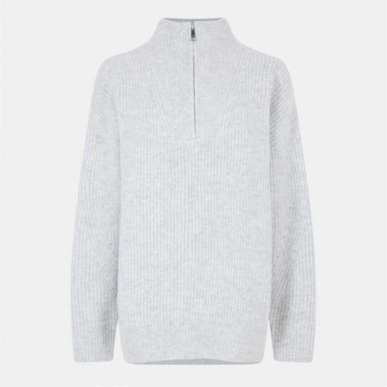 Jack Wills Lounge High Neck Zip Knitted Jumper Сив марл 