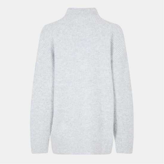 Jack Wills Lounge High Neck Zip Knitted Jumper Сив марл 