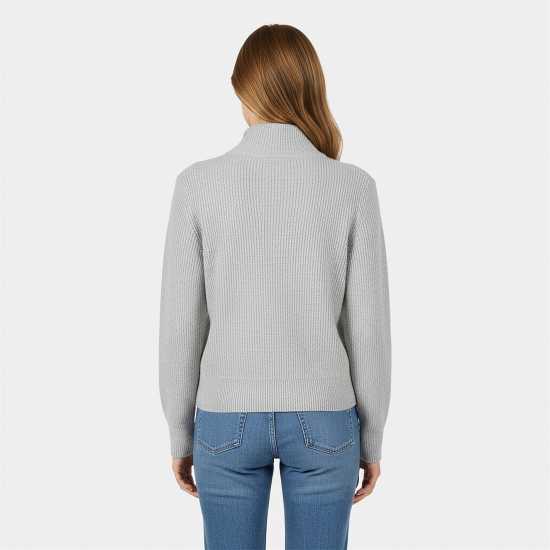 Jack Wills High Neck Zip Knitted Jumper Сив марл 