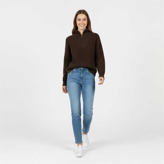 Jack Wills High Neck Zip Knitted Jumper Какао Jack Wills High Neck Zip Knitted Jumper Какао