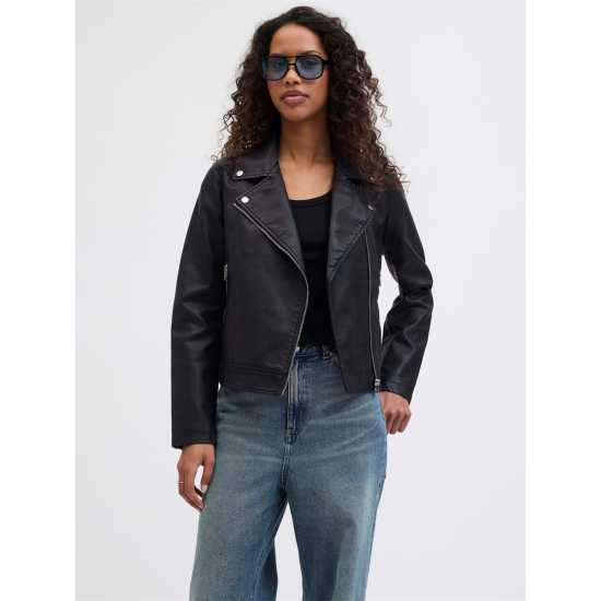Дамско Яке Faux Leather Biker Jacket Ladies Дамско Яке Faux Leather Biker Jacket Ladies